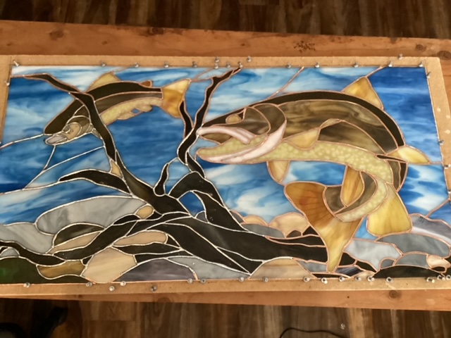 Brown trout panel foiled and ready for soldering.